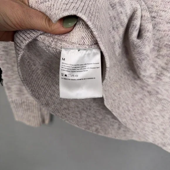 Lululemon Sweater Womens Medium Heathered Beige Knit Crewneck Pullover Boxy Fit - Picture 6 of 12